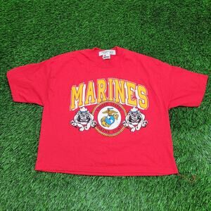 Vintage USMC Marine-Corps Shirt Womens L 20x20 Boxy Cropped